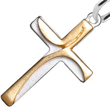 Two Tone Matt Gold and Silver Contemporary Cross Post Earrings Hypoallergenic, Safe-Nickel, Lead, And Cadmium Free