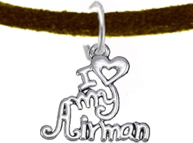 Air Force, I Love My Airman, Adjustable Necklace Hypoallergenic, Safe-Nickel, Lead, Cadmium Free