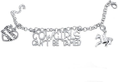 Barrel Racer Cowgirls Can't Be Tamed Adjustable, Hypoallergenic. Nickle, Lead Free