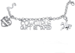 Barrel Racer Cowgirls Can't Be Tamed Adjustable, Hypoallergenic. Nickle, Lead Free