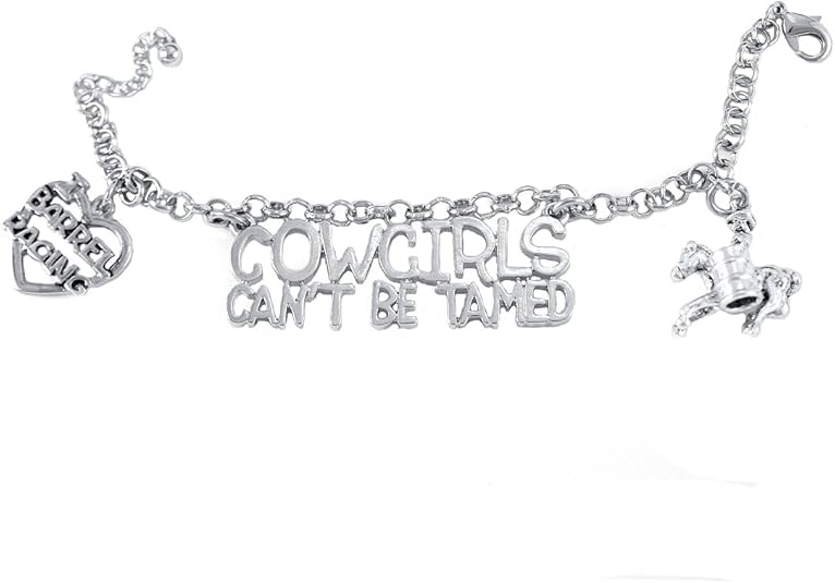 Barrel Racer Cowgirls Can't Be Tamed Adjustable, Hypoallergenic. Nickle, Lead Free