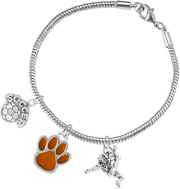 The, Soccer Jewelry Orange Paw Hypoallergenic Adjustable, Safe-Nickel, Lead Free