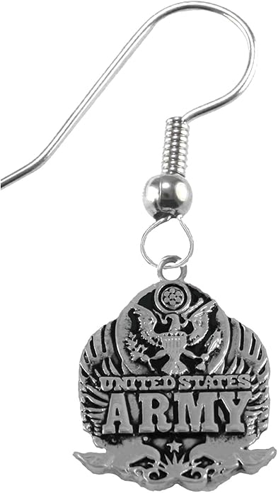 Army Insignia Earrings Hypoallergenic, Safe-Nickel, Lead, Cadmium Free