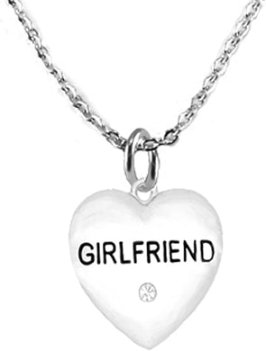 Girlfriend Crystal Heart, Sterling Silver Solid .925 Sterling, Not Plated Or Coated. 18 Inch Necklace Chain, Hyperallergenic, Safe-Nickel, Lead, and Cadmium Free