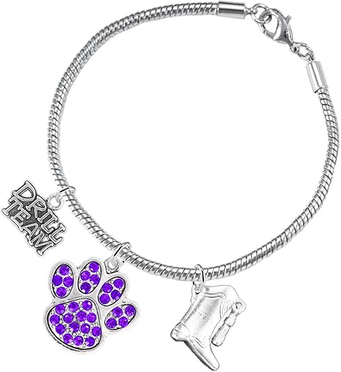 The, Drill Team Jewelry Purple Crystal Paw Hypoallergenic Adjustable, Safe-Nickel, Lead Free