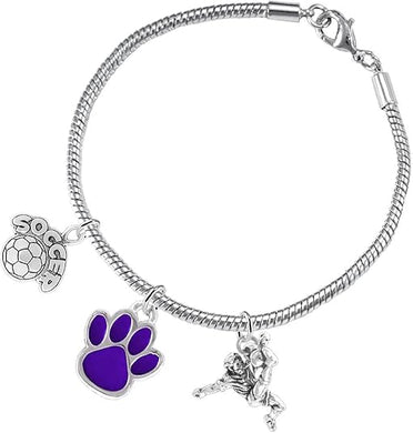 The, Soccer Jewelry Purple Paw Hypoallergenic Adjustable, Safe-Nickel, Lead Free