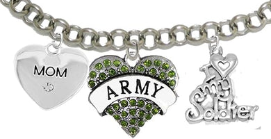 Army Mom, I Love My Soldier, Adjustable Hypoallergenic, Safe-Nickel, Lead, Cadmium Free