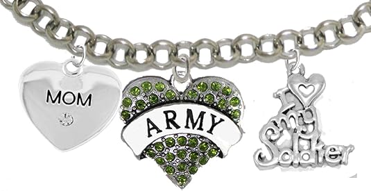 Army Mom, I Love My Soldier, Adjustable Hypoallergenic, Safe-Nickel, Lead, Cadmium Free
