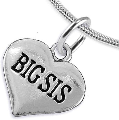 Big Sis Heart Charm Necklace Hypoallergenic, Adjustable, Safe, Nickel, Lead & Cadmium Free!