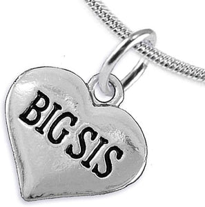 Big Sis Heart Charm Necklace Hypoallergenic, Adjustable, Safe, Nickel, Lead & Cadmium Free!