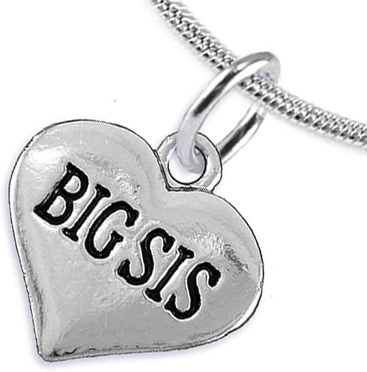 Big Sis Heart Charm Necklace Hypoallergenic, Adjustable, Safe, Nickel, Lead & Cadmium Free!