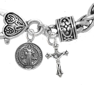 Saint Benedict Protective Charm-Crucifix, and Prayer, Protect Me from Harm, from Evil, from The Devil. Nickle, Lead Free