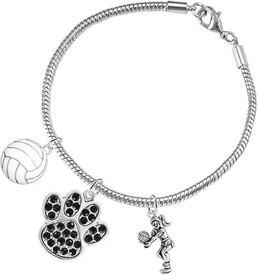 Black Crystal Paw Volleyball, Adjustable, Safe-Hypoallergenic, Nickel, Lead Free