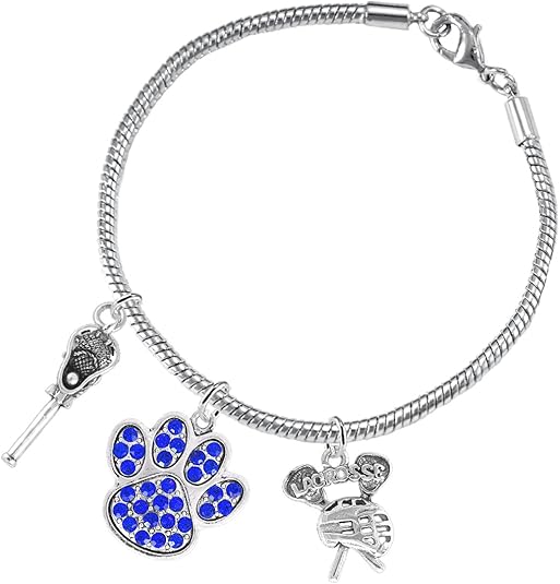Lacrosse Jewelry, Blue Crystal Paw Jewelry, Hypoallergenic Safe-Nickel, Lead and Cadmium Free!