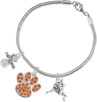 The, Soccer Jewelry Orange Crystal Paw Hypoallergenic Adjustable, Safe-Nickel, Lead Free