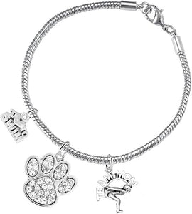Swimming 3 Charm Clear Crystal Paw Bracelet Hypoallergenic, Safe-Nickel, Lead & Cadmium Free!