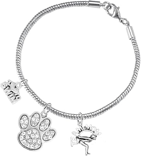Swimming 3 Charm Clear Crystal Paw Bracelet Hypoallergenic, Safe-Nickel, Lead & Cadmium Free!