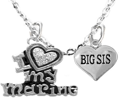 Marine Big Sis, Adult Adjustable Necklace, Hypoallergenic, Safe-Nickel, Lead, Free