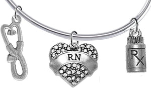 Nurse RN, Add-A-Charm Bracelet, Hypoallergenic, Safe-Nickel, Lead, Free