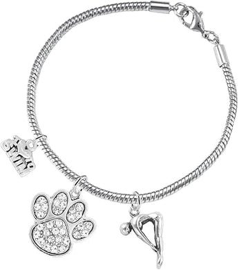 Swimming 3 Charm Clear Crystal Paw Bracelet Hypoallergenic, Safe-Nickel, Lead & Cadmium Free!