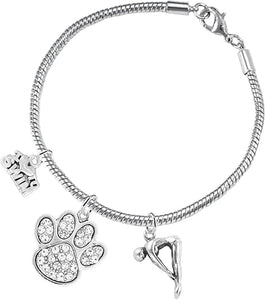 Swimming 3 Charm Clear Crystal Paw Bracelet Hypoallergenic, Safe-Nickel, Lead & Cadmium Free!