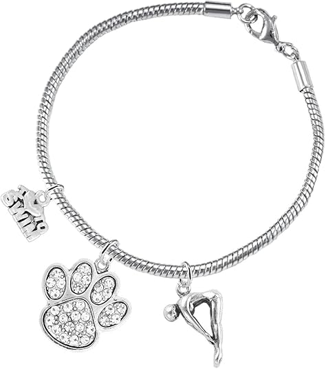 Swimming 3 Charm Clear Crystal Paw Bracelet Hypoallergenic, Safe-Nickel, Lead & Cadmium Free!