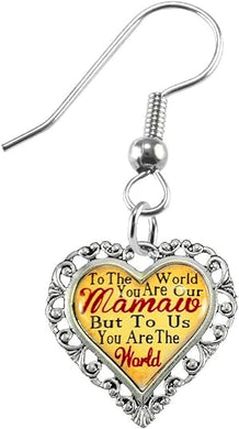 Mamaw Heart Charm Fishhook Earring Hypoallergenic, Safe-Nickel, Lead & Cadmium Free!