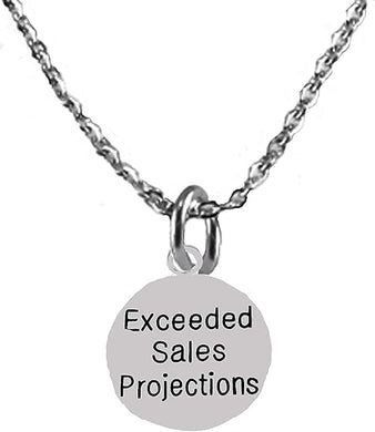 Exceeded Sales Projections, Award, Adjustable 18-21 Inch Cable Chain Necklace, Nickel, Lead, And Cadmium Free-Hypoallergenic