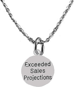 Exceeded Sales Projections, Award, Adjustable 18-21 Inch Cable Chain Necklace, Nickel, Lead, And Cadmium Free-Hypoallergenic