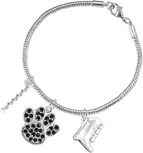 The, Majorette Jewelry Black Crystal Paw Hypoallergenic Adjustable, Safe-Nickel, Lead Free