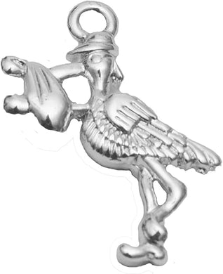 Creative Stork Carrying Baby For Delivery, Charm, Nickel, Lead, Cadmium Free