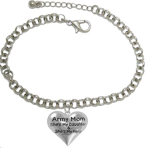 Army, Enlisted Daughter, My Daughter is My Hero Bracelet, Adjustable Hypoallergenic, Safe-Nickel, Lead, Cadmium Free