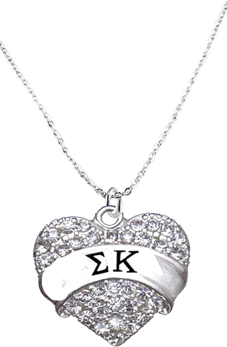 Sigma Kappa Crystal Heart Necklace - Licensed Sorority Jewelry Manufacturer