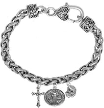 Saint Benedict Charm-Prayer-Crucifix-Mary with Christ Child, Protect Me from Harm, from Evil, from The Devil. Nickle, Lead Free