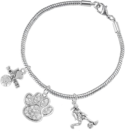 The, Soccer Jewelry Crystal Paw Hypoallergenic Adjustable, Safe-Nickel, Lead Free