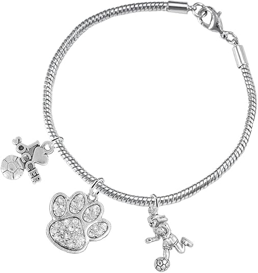 The, Soccer Jewelry Crystal Paw Hypoallergenic Adjustable, Safe-Nickel, Lead Free