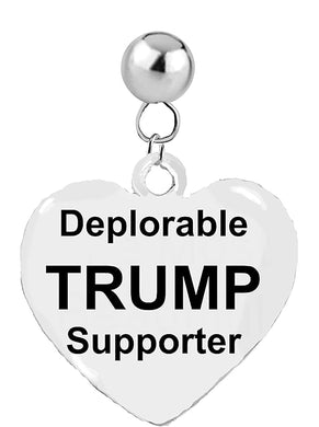 Trump, Deplorable Trump Supporter Heart Post Earrings, What A Wonderful Gift For Yourself, A Friend, Your Family, Or As A Donor Gift. Hypoallergenic-Safe, No Nickel, Lead Or Cadmium In The Metal.©2023