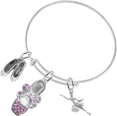 Ballet 3 Charm Adjustable Bracelet Hypoallergenic. Safe-Nickle, Lead and Cadmium Free!