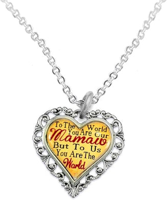 Mamaw Heart Charm Necklace Hypoallergenic, Adjustable, Safe, Nickel, Lead & Cadmium Free!