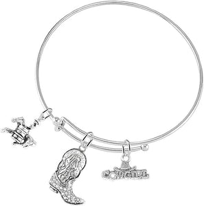 Barrel Racing "Cowgirl",Western Adjustable Miracle Wire Bracelet, Hypoallergenic-Safe. Nickel, Lead And Cadmium Free
