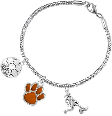 The, Soccer Jewelry Orange Paw Hypoallergenic Adjustable, Safe-Nickel, Lead Free