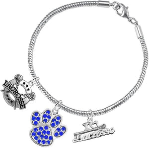 Lacrosse Jewelry, Blue Crystal Paw Jewelry, Hypoallergenic Safe-Nickel, Lead and Cadmium Free!