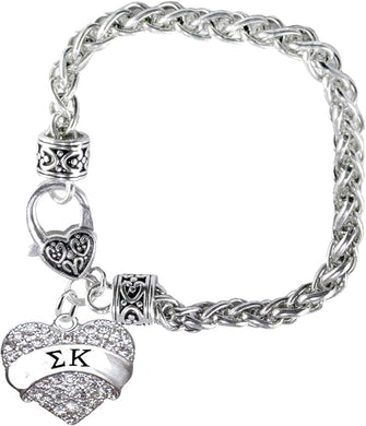 Sigma Kappa Crystal Heart Bracelet - Licensed Sorority Jewelry Manufacturer