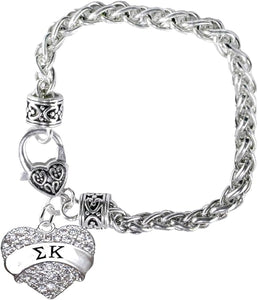 Sigma Kappa Crystal Heart Bracelet - Licensed Sorority Jewelry Manufacturer