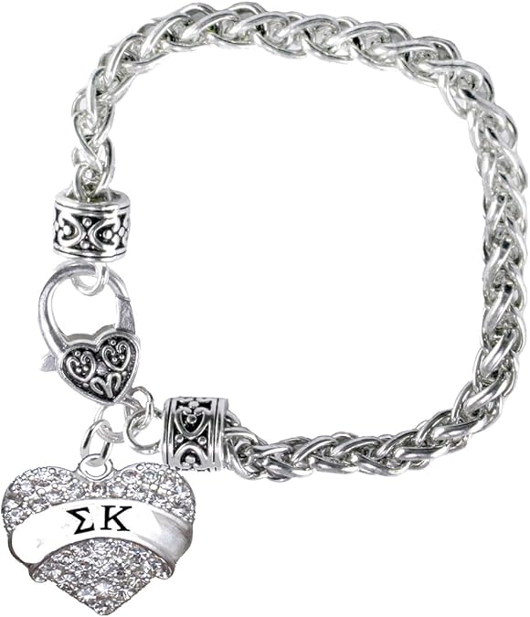 Sigma Kappa Crystal Heart Bracelet - Licensed Sorority Jewelry Manufacturer