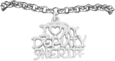 Deputy Sheriff I Love My Deputy Sheriff Hypoallergenic Adjustable Bracelet Nickle, Lead Free