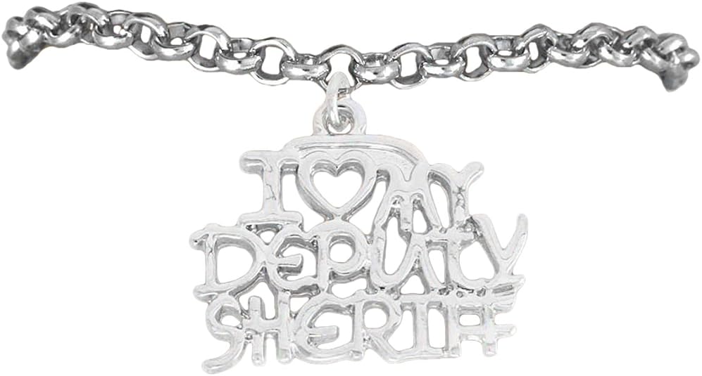 Deputy Sheriff I Love My Deputy Sheriff Hypoallergenic Adjustable Bracelet Nickle, Lead Free