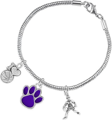 Purple Paw Basketball Jewelry, Adjustable, Safe-Hypoallergenic, Nickel, Lead Free