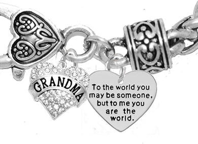 Mother's Day Jewelry, Mom, Jewelry, Grandma Jewelry Grandma to The World You... Bracelet, Hypoallergenic, Safe-Nickel, Lead, Free