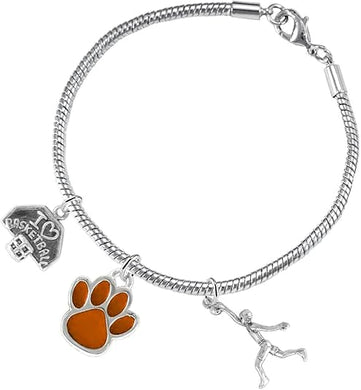 Orange Paw Basketball Jewelry, Adjustable, Safe-Hypoallergenic, Nickel, Lead Free